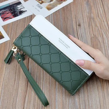 

Luxury PU Leather Long Wallets Women Long Zipper Coin Purses Tassel Design Clutch Wallets Female Money Bag Credit Card Holder