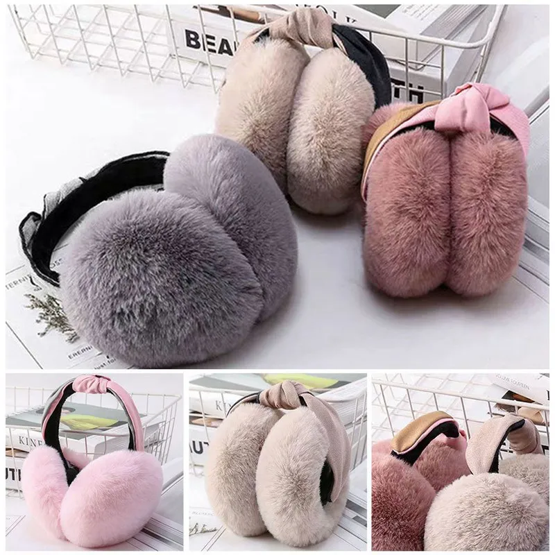 Женские складные зимние наушники, зимние kawaii, гамбургер, теплые Плюшевые Головные уборы, уличные складные наушники, теплые наушники