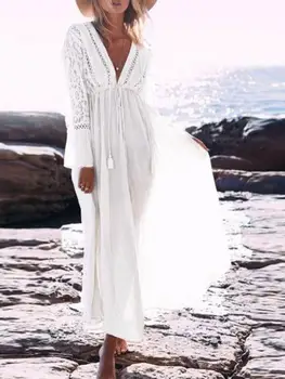 

Bath Sarong Beach Wear Swimsuit Cover Wrap Skirt Tunic Dress Bikini New Summer Cotton White Women Fits True to Size, Take Your