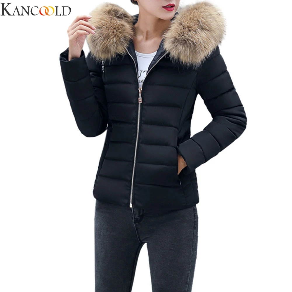 low cost  KANCOOLD New Winter Coat Women Winter Jacket Womens Parkas Gloves warm detachable fur collar detach