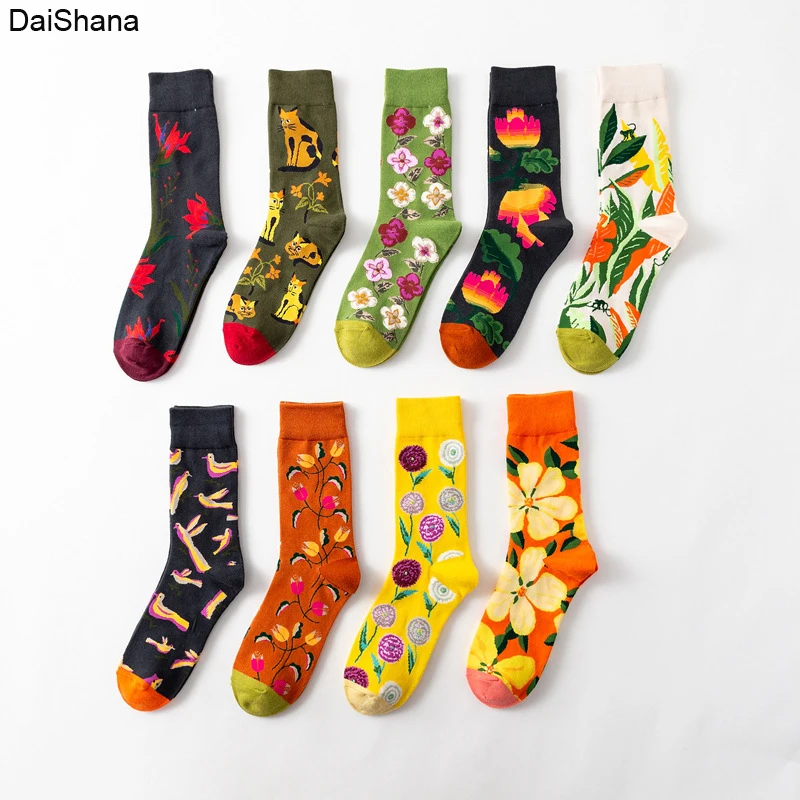 DaiShana женские носки мультфильм собака Осьминог цветок растение кавайные забавные