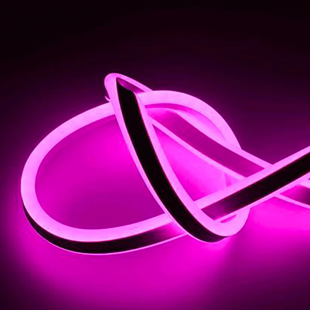Pink Light Светодиодный неоновый светильник, 12 В, гибкая веревочная трубка, Сказочная лента, лампа SMD 2835, водонепроницаемая, для улицы, Рождества, праздника, вечеринки - Испускаемый цвет: Pink Light