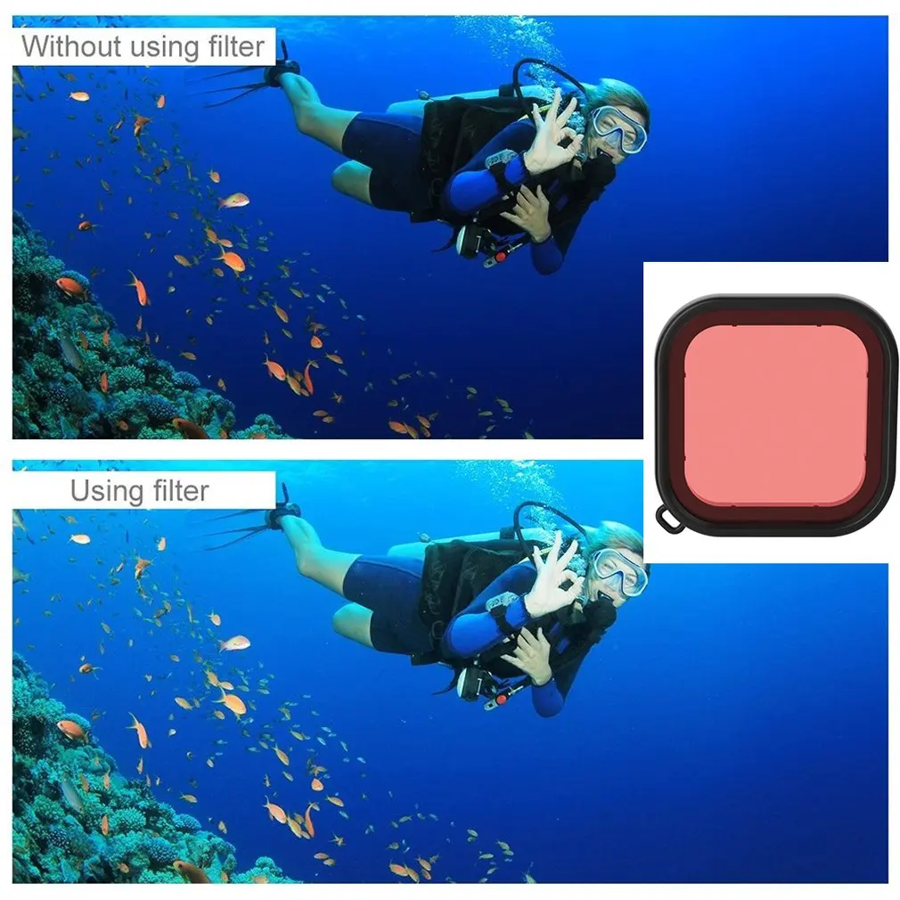 Подходит для Gopro Hero8 черный тонированный фильтр для дайвинга квадратный корпус Дайвинг цветной фильтр для объектива для Puluz