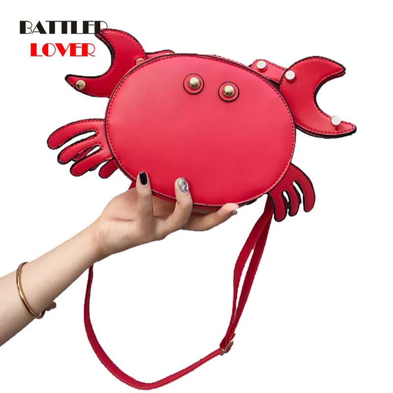 Personality Cute Crab Shape Handbag Women Mini Messenger Bag Ladies Chain Shoulder Purse Flap for Female Fashion Single