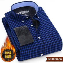 Зимние плотные теплые клетчатые Оксфордские мужские рубашки на пуговицах с длинным рукавом, деловые повседневные мужские рубашки, бархатные плотные рубашки