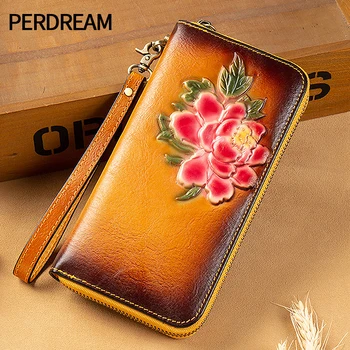 

Ladies retro wallet leather long multi-card large-capacity clutch RFID anti-theft brush mobile phone bag clutch