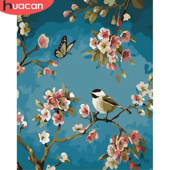 

HUACAN Pictures By Numbers Flowers Bird HandPainted Drawing Kits Canvas DIY Oil Painting Home Decoration Gift