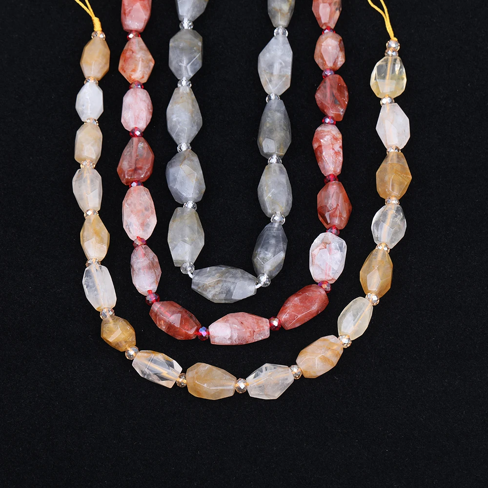 

3 Stone Choice,Facted Natural Yellow Quartz Crystal Chunky Loose Beads Necklace Pendant Charms Jewelry Making Bulk DG-34AMEJ