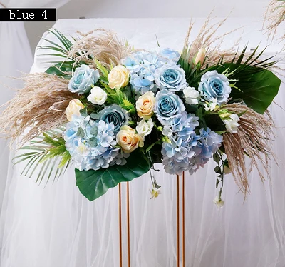 blue 4 Свадебные домашние вечерние сценические искусственные шелковые искусственные цветы фон в виде изображения стола стенд Арка декоративный цветочный ряд фоновое украшение - Цвет: blue 4