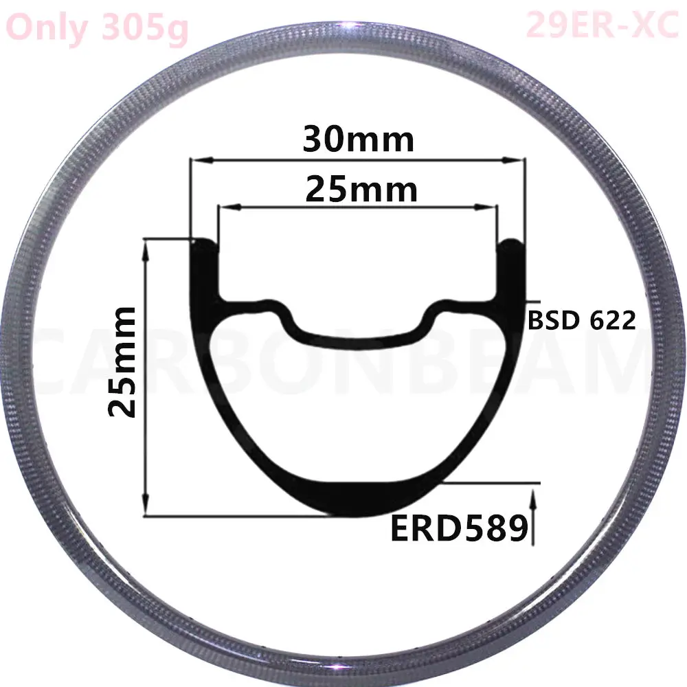 Superlight 305 г 30 мм ширина 25 мм Глубина 29er карбоновые диски горный 2" велосипед бескамерные XC 29 дюймов карбоновые mtb диски