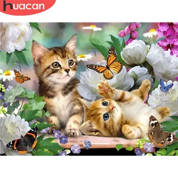 

HUACAN Full Square Diamond Painting 5D Cat Diy Embroidery Animal New Arrival Home Decoration Diamond Art