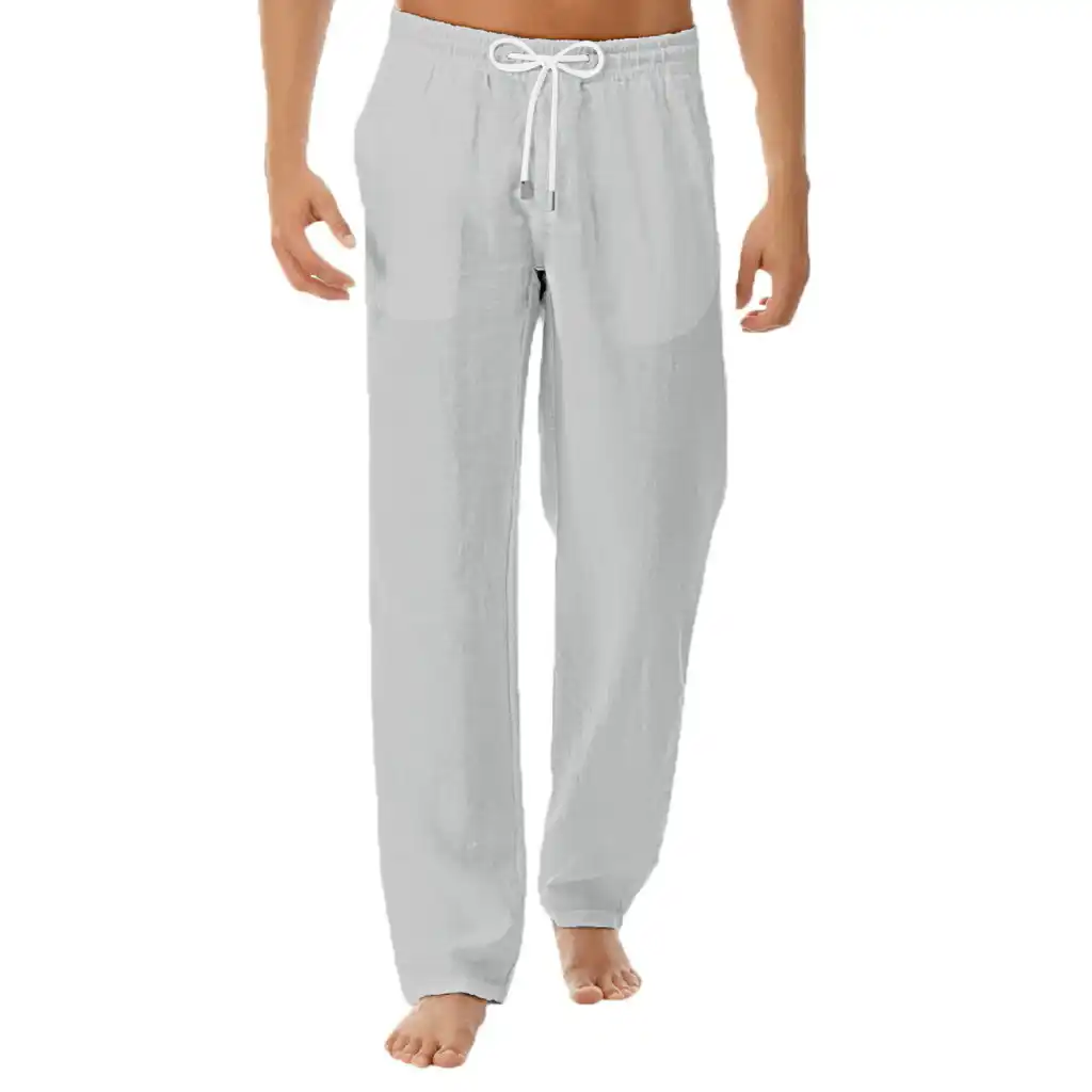 white linen skinny pants