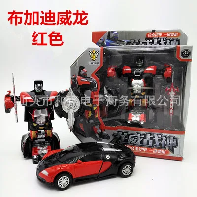 

Bugatti Alloy Car Model Robot Jingang a Key Transformation Alloy Warrior Car CHILDREN'S Toy Hot Selling