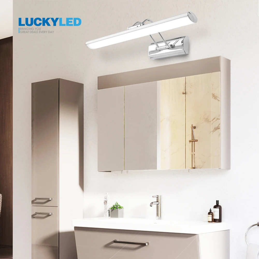 LUCKYLED Led Bathroom Lamp 12W 42CM AC90-260v Stainless Steel Waterproof Sconce Wall Light Fixture Mirror Light Modern Wall lamp