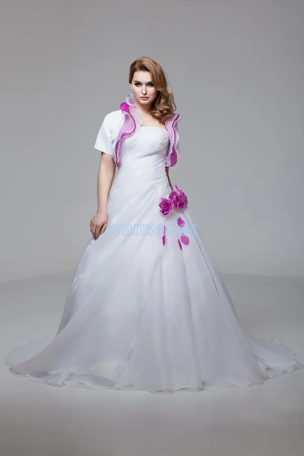 

2018 design for pregnant women custom size/color bridal gown small train with jacket short sleeve wedding mother of bride dress