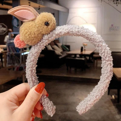 It brown rabbit Зимняя Новинка, корейский стиль, ободок для волос для девочек, плюшевые ободки для волос с кроликом, детская корона, Тиара для волос, ободки, женские, детские аксессуары для волос - Цвет: It brown rabbit