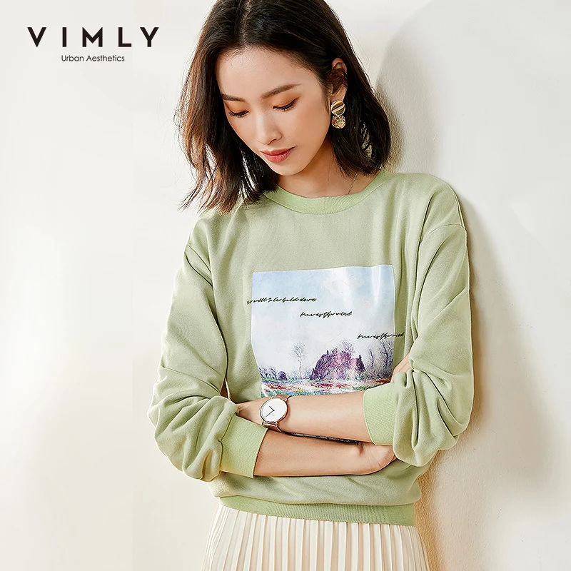 Свитшот Vimly женская модная осенняя одежда с вышивкой и круглым вырезом