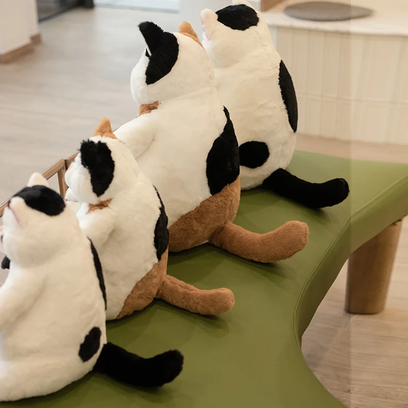 Peluche Gatto Super Morbido 18x19 Cm In Cotone, Regalo Per Bambini E Adulti, Bianco E Nero