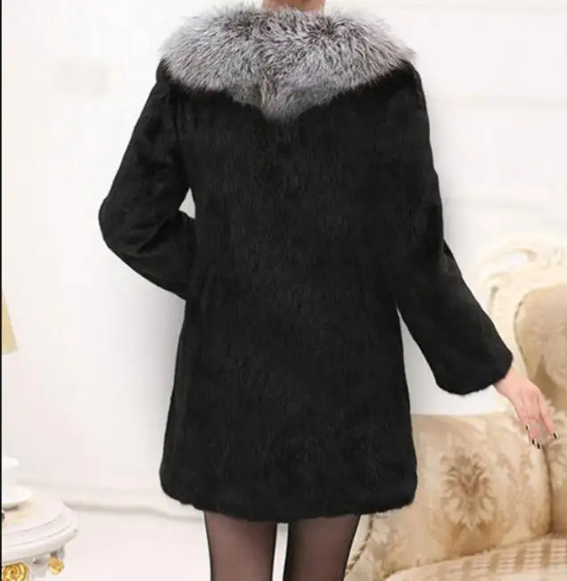 S-6XL Hot Spring / Autumn Women New Fashion Faux fur coat in the long section of the fox fur collar large size