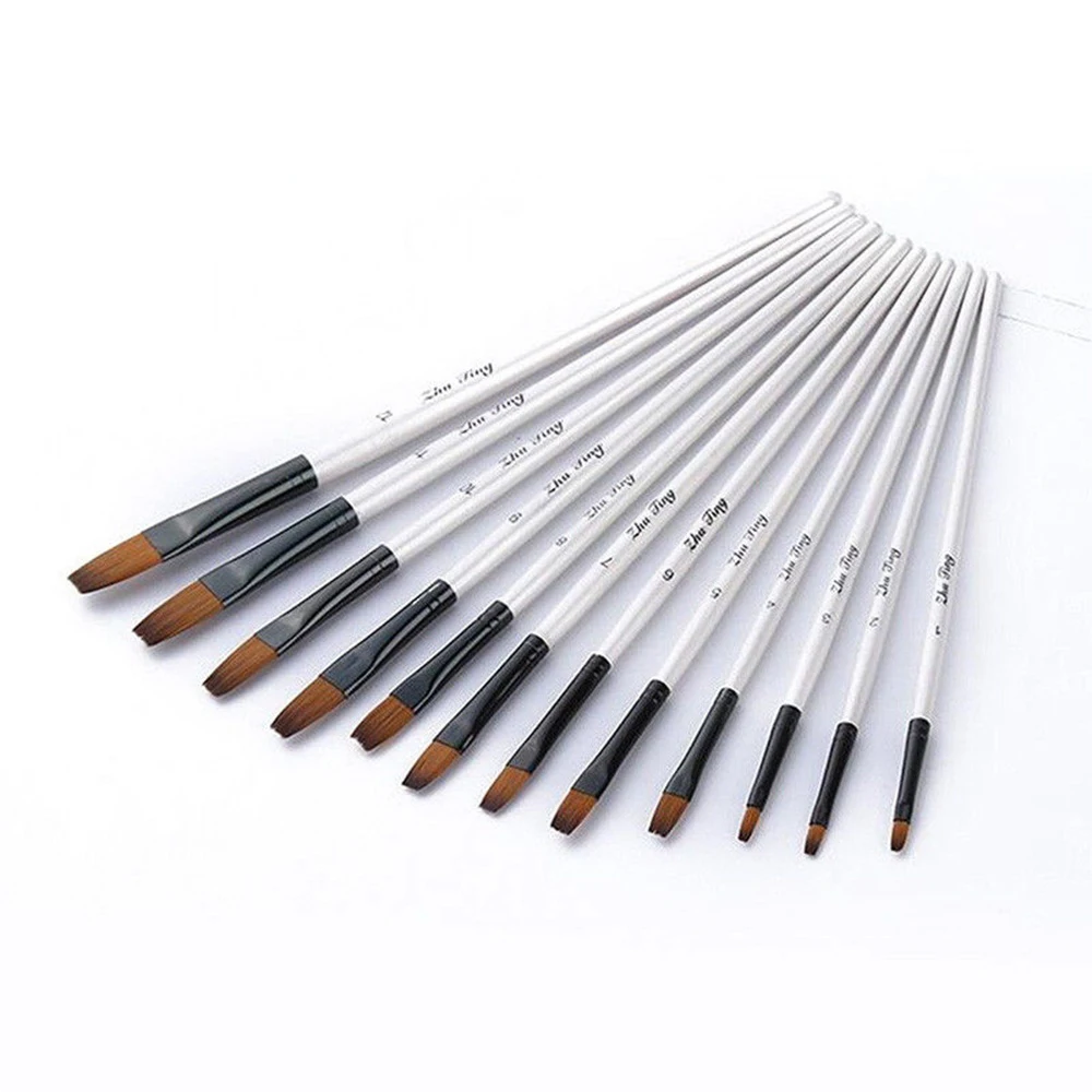 Brush Pen Delicate Durable 12Pcs Nylon Craft Acrylic Painting Painting Brush Art Drawing Supplies Nylon Hair Paintbrush - Color: 4