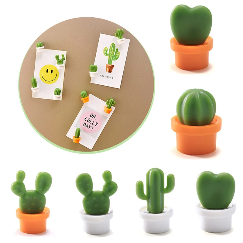 Fashion Cute Cactus Post Mini Fridge Magnets Refrigerator Message Sticker Magnet Button 6pcs/Set Magn Creative | Дом и сад