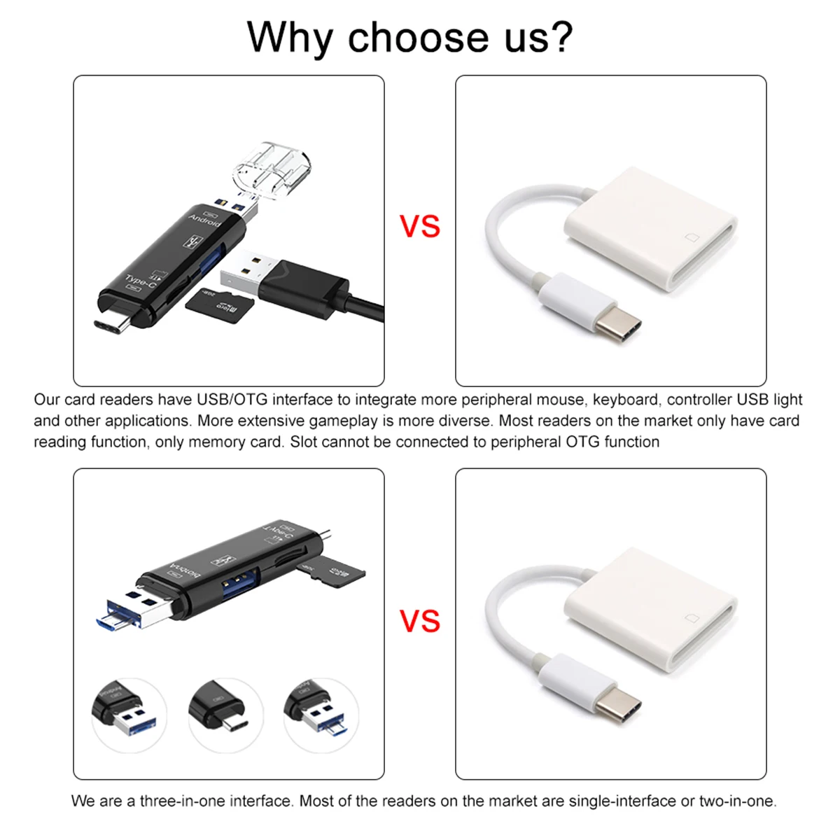 SOONHUA 5 в 1 OTG кард-ридер USB 3,0 Micro USB TF слот для карты адаптер type-C кард-ридер для мобильных телефонов планшетов ноутбуков