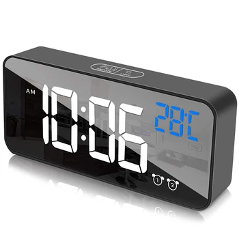 

LED small mini digital alarm clock with screen time or temperature display, snooze, adjustable brightness, simple operation, 12