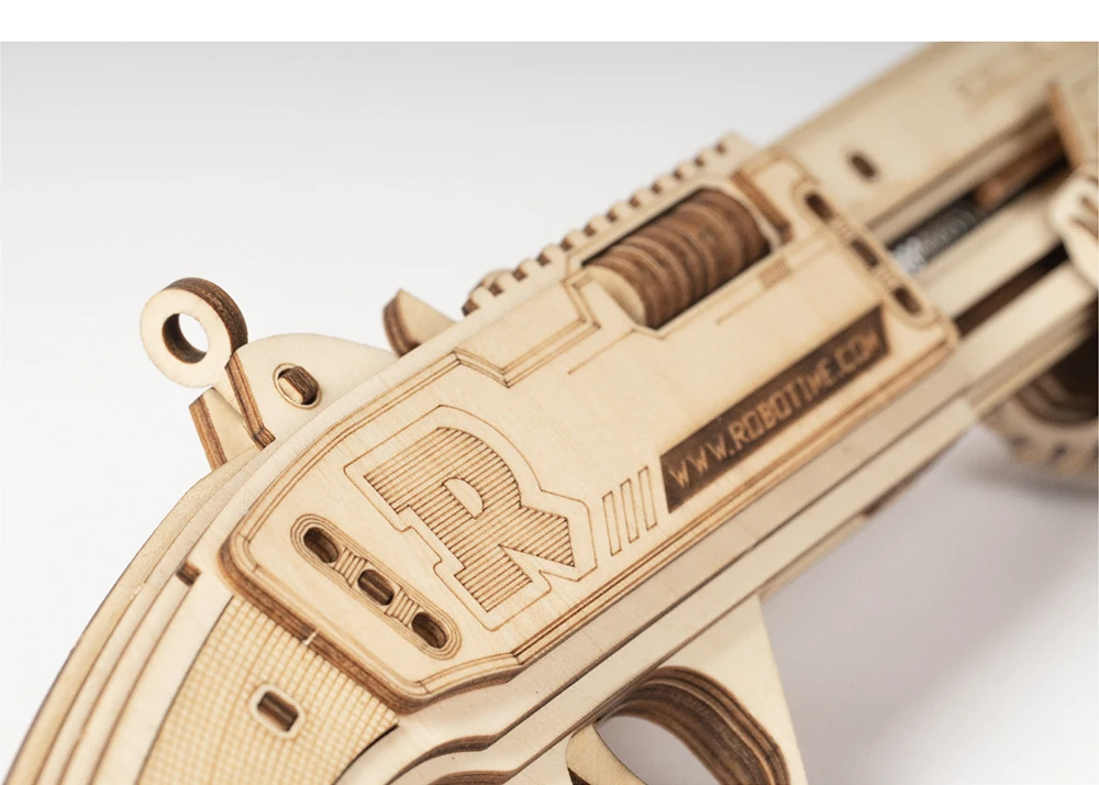 DIY пуля пистолет с резиновой лентой Защита справедливости 3d деревянная головоломка игрушка Терминатор M870 на открытом воздухе игры шутер подарки для детей LQ501