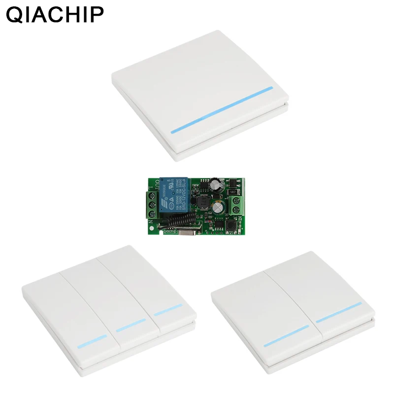 

QIACHIP Universal 433MHz Wireless Remote Control Switch AC 85V 110V 220V 1CH RF 433 MHz Relay Receiver Module For Light Switches