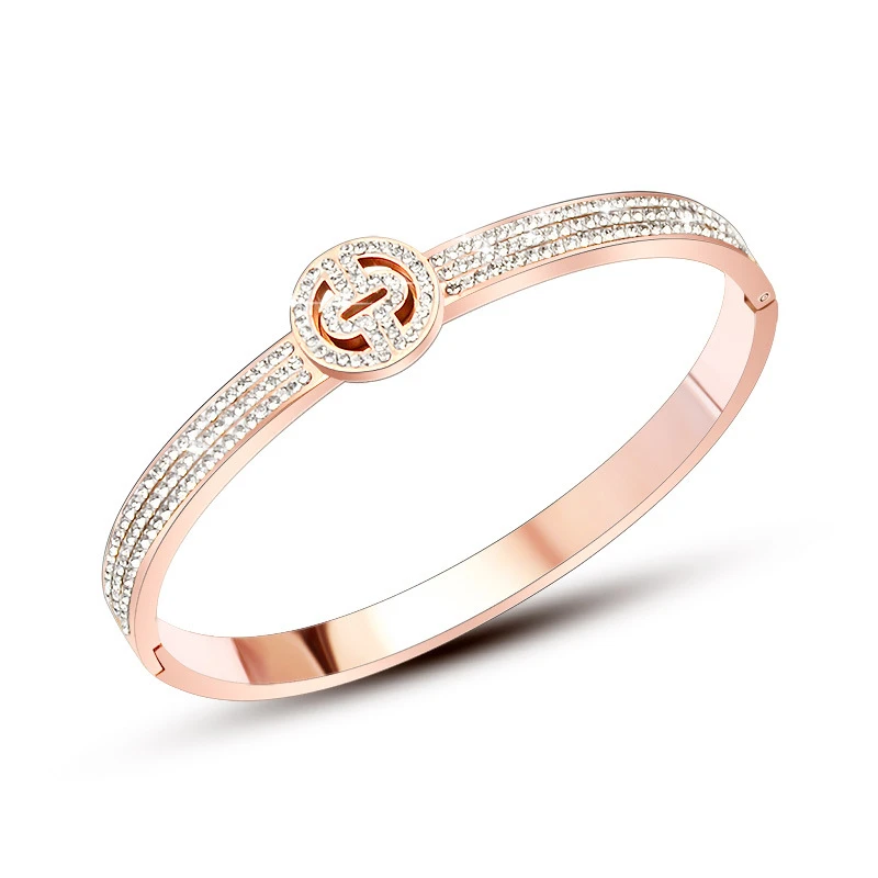 

Luxury Designs Glues Multi Layers Rhinestone Bracelets For Women Men Fashion Jewelry Gift Simple Stainless Steel Bangles 2020