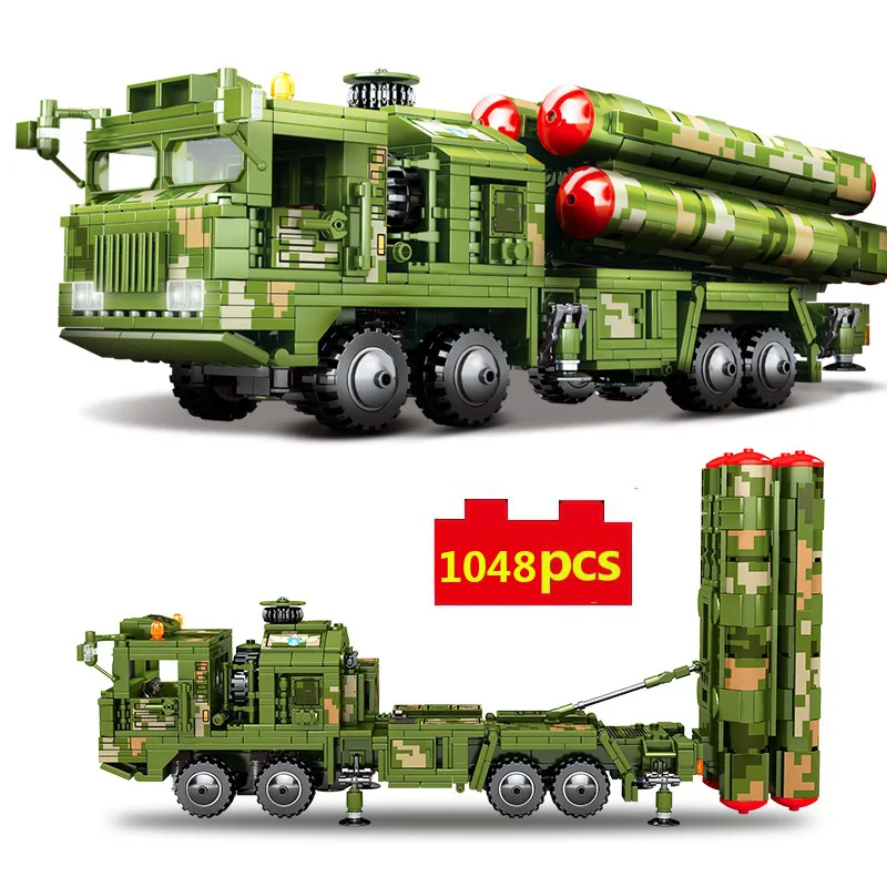 

Military series World War Ground-to-air long-range missile launch armored vehicle DIY model Building Blocks Bricks Toys Gifts