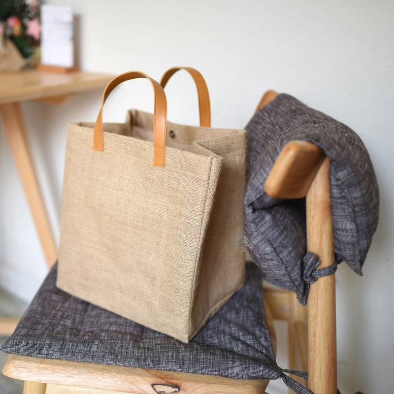 

Jute Shopping Bag Large Capacity Storage Bag Rectangular Flower Vase Vegetable Fruit Container Multifunctional High Quality