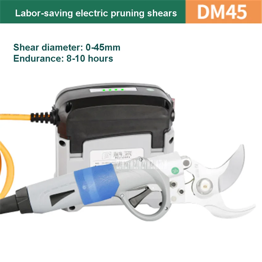 

DM45 Electric Pruning Shears 36V4.8AH Lithium Battery Rechargeable Branch Shears Electric Branches Scissors 100-240V 25000rpm