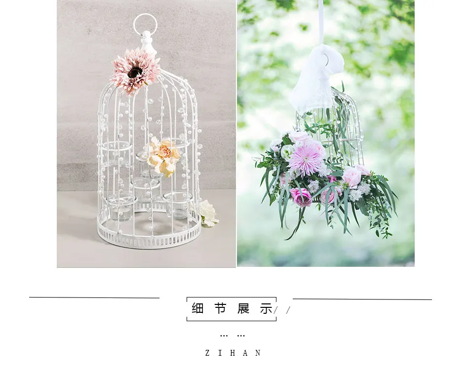 INS style countryside bird cage fresh flower rack dessert table ornaments,wedding decor creative photography props candle table