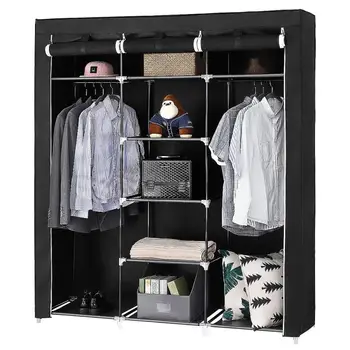 

Non-woven Wardrobe Bedroom Cloth Folding Portable Light Clothing Storage Cabinet Dustproof Closet Storage 175*150*45cm HWC