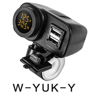 W-YUK-Y Зарядное устройство Usb для мотоцикла, быстрая зарядка, штепсельная вилка, комплект, 4,2 A, напряжение, температура, дисплей, кабель, включение/выключение, водонепроницаемый двойной Usb, 12 В, 24 В, S - Название цвета: W-YUK-Y