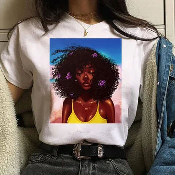 

Women Melanin T Shirt Vogue T Shirt Black African Curly Hair Girl Printed Tshirt Femme Harajuku Clothes Female T-shirt Tops Tee