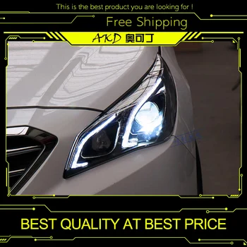 

AKD Car Styling for Hyundai Sonata 9 Headlights 2015 New Sonata LED Headlight LED DRL Bi Xenon Lens High Beam Parking Fog Lamp