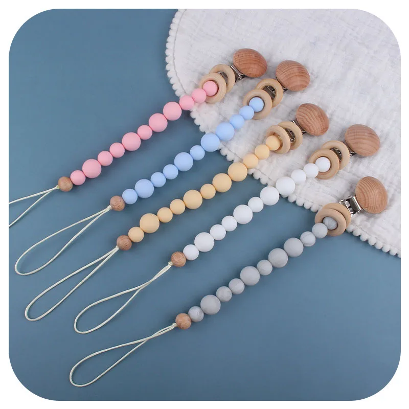 Hand Made Weave Beech Silicone Bead Baby Pacifier Leashes Chain Rope Toy for Infant Rope Bracelet Bite Teether Anti-drop Gift customizable letters silicone pacifier chain clip bead bracelet pendants toy for baby infant chew rope nipple bite teether gift