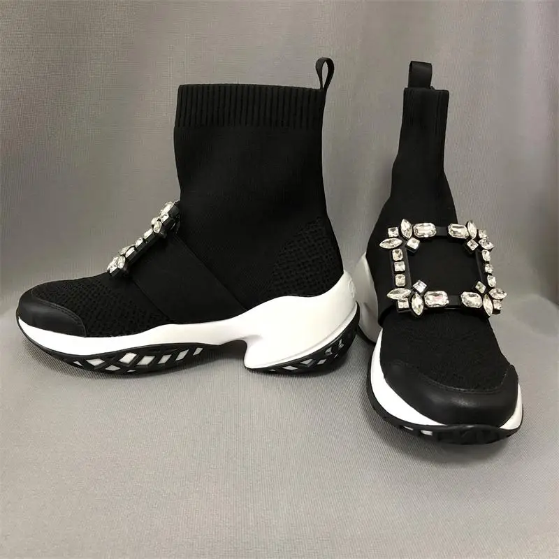 Стразы женские ботинки Повседневное; Botas Mujer; женские весенние туфли-лодочки; туфли на высоком каблуке; Bota Feminina; слипоны Дамская обувь; Zapatos De Mujer; большие размеры