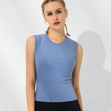 Летний Стиль облегающий сплошной цвет женский жилет для йоги спортивная майка для фитнеса женская рубашка без рукавов