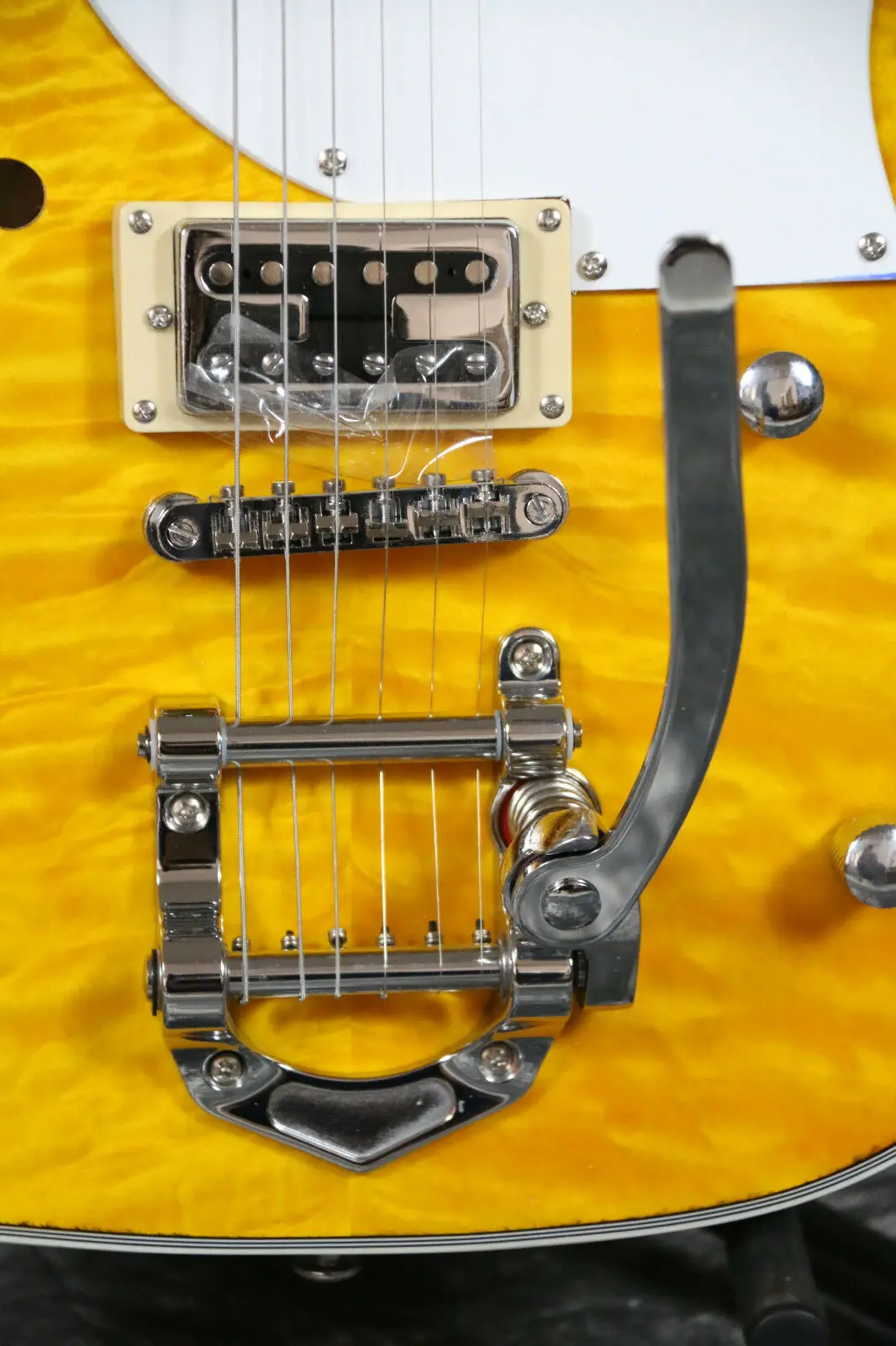 Starshine специальная F отверстие TL Электрогитара стеганый клен Alalone инкрустация Bigsby