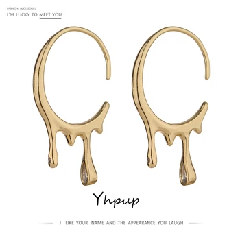 

Yhpup Stylish Unique Design Geometric Stud Earrings Transparent Cubic Zirconia Metal Earrings Pendientes Mujer Moda 2020