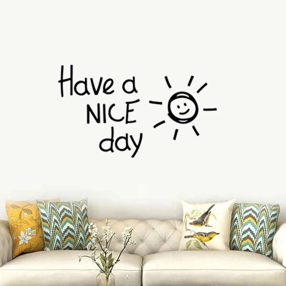 

Have a NICE day Lovely sun vinyl Wall Sticker living room bedroom Home Decoration Decals Art English alphabet Stickers wallpaper