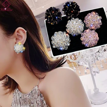 

Korean Shiny Crystal Stud Earrings Women Elegant Fashion Party Date Ear Accessories 2020 New Lady Jewelry