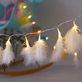 

LED Fluffy Feather Fairy Stringlight DIY Decoration for Home Wedding Christmas Party JA55