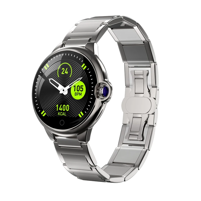 Silver-Metal Eseed Dr88 Смарт-часы мужские ip67 водонепроницаемые 1,22 дюймов 180 мАч долгий режим ожидания крови кислородом кожаные умные часы для xiaomi huawei - Цвет: Silver-Metal