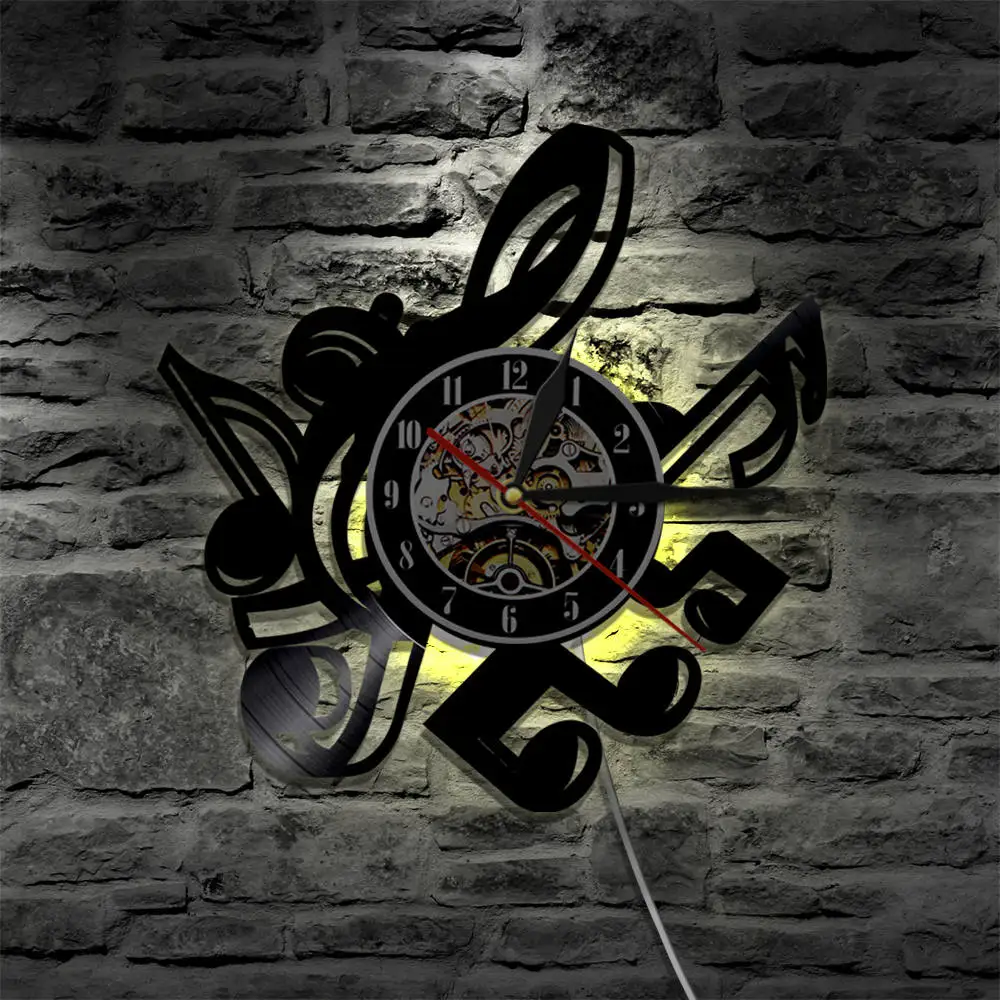 Музыкальные заметки настенные художественные скрипичный ключ настенные часы навесной домашний Декор Лист Музыка искусство винтажная