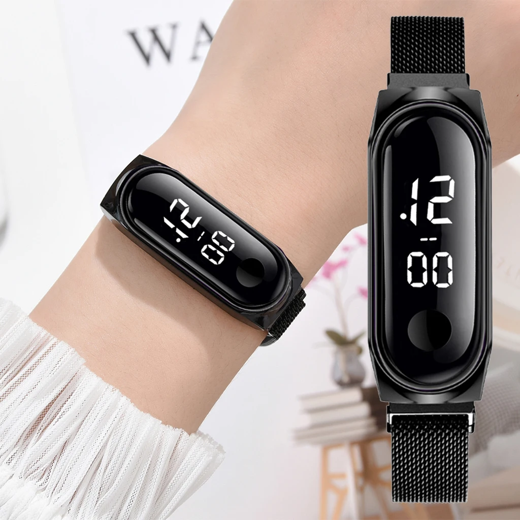 

LED Electronic Sport Watches Fashion Magnet buckle Men Women Watches Luxury Dress Watch Digital Watch Ladies Clock Dropshipping