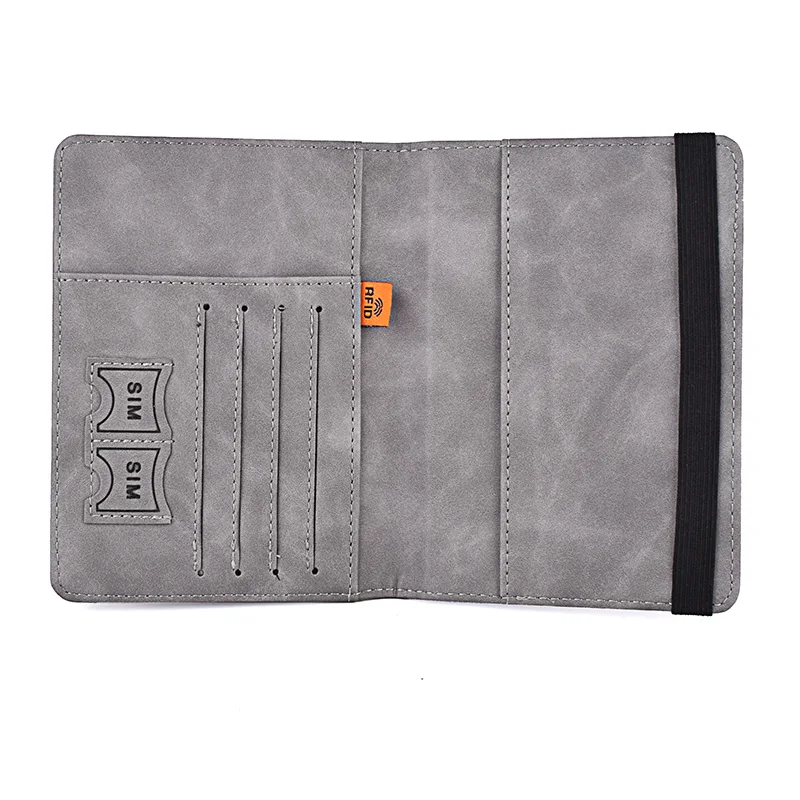Elastic Band Leather Passport Cover RFID Blocking For Cards Travel Passport Holder Wallet Document Organizer Case Men Women